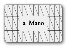 a|Mano logo on a solid white background with diagonal criss cross lines forming triangles.